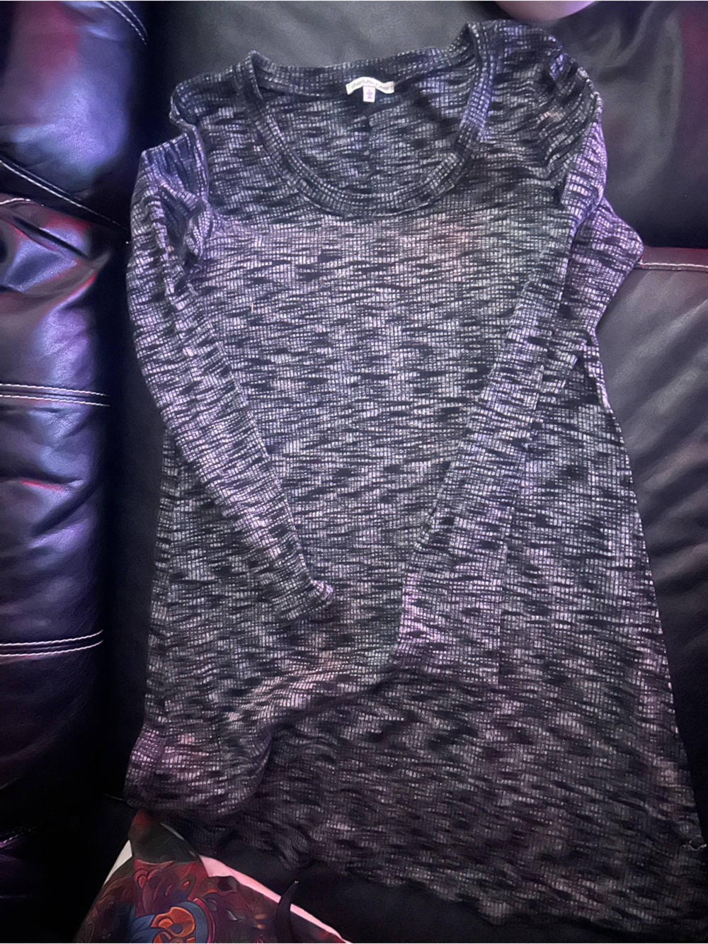 Charlotte Russe Black and Gray Marled Knit Long Sleeve dress